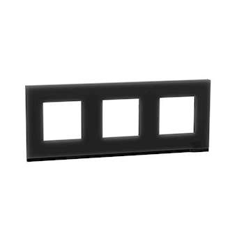 Unica Pure - plaque de finition - Givre noir liseré Anthracite - 3 postes|Schneider Electric-SCHNU600686