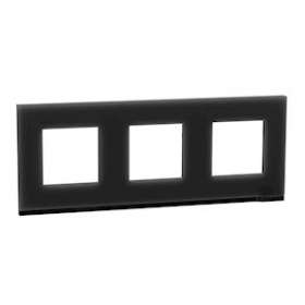 Unica Pure - plaque de finition - Givre noir liseré Anthracite - 3 postes|Schneider Electric-SCHNU600686