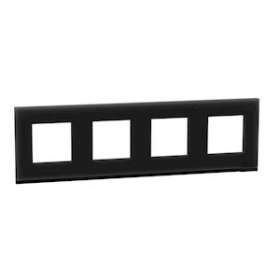 Unica Pure - plaque de finition - Givre noir liseré Anthracite - 4 postes|Schneider Electric-SCHNU600886