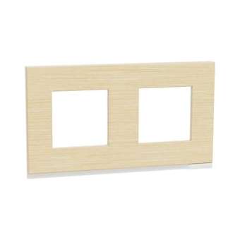 Unica Pure - plaque de finition - Bois nordique liseré Blanc - 2 postes|Schneider Electric-SCHNU600483