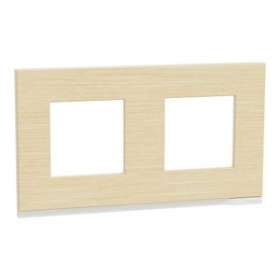 Unica Pure - plaque de finition - Bois nordique liseré Blanc - 2 postes|Schneider Electric-SCHNU600483