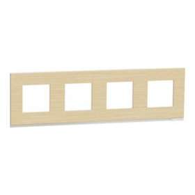 Unica Pure - plaque de finition - Bois nordique liseré Blanc - 4 postes|Schneider Electric-SCHNU600883