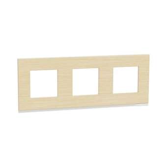 Unica Pure - plaque de finition - Bois nordique liseré Blanc - 3 postes|Schneider Electric-SCHNU600683
