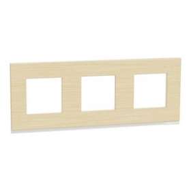 Unica Pure - plaque de finition - Bois nordique liseré Blanc - 3 postes|Schneider Electric-SCHNU600683