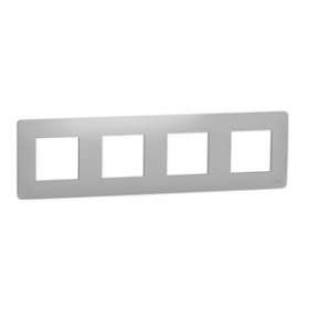 Unica Studio - plaque de finition - Alu - 4 postes|Schneider Electric-SCHNU200830