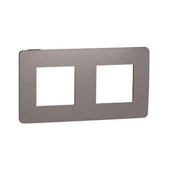 Unica Studio Color - plaque de finition - Chocolat liseré Anthracite - 2 postes|Schneider Electric-SCHNU280417