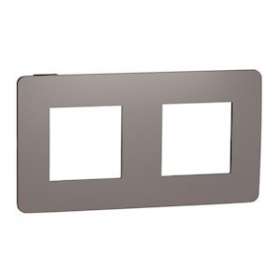 Unica Studio Color - plaque de finition - Chocolat liseré Anthracite - 2 postes|Schneider Electric-SCHNU280417