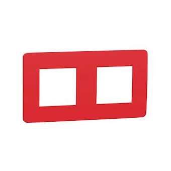 Unica Studio Color - plaque de finition - Rouge cardinal liseré Blanc - 2 postes|Schneider Electric-SCHNU280413