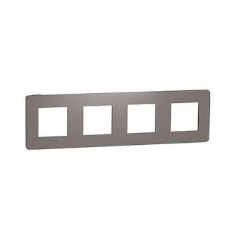 Unica Studio Color - plaque de finition - Chocolat liseré Anthracite - 4 postes|Schneider Electric-SCHNU280817