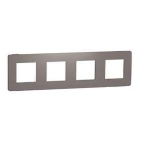 Unica Studio Color - plaque de finition - Chocolat liseré Anthracite - 4 postes|Schneider Electric-SCHNU280817
