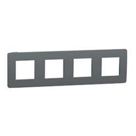 Unica Studio Color - plaque de finition - Gris foncé liseré Anthracite -4 postes|Schneider Electric-SCHNU280822