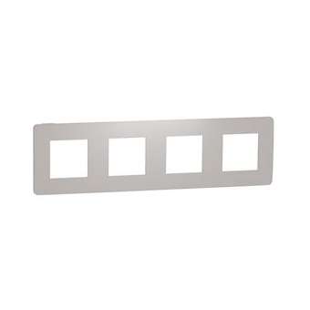 Unica Studio Color - plaque de finition - Gris pierre liseré Blanc - 4 postes|Schneider Electric-SCHNU280824