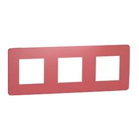 Unica Studio Color - plaque de finition - Rouge cardinal liseré Blanc - 3 postes|Schneider Electric-SCHNU280613