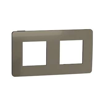Unica Studio Métal - plaque de finition - Bronze liseré Anthracite - 2 postes|Schneider Electric-SCHNU280452