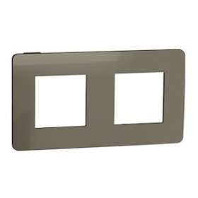 Unica Studio Métal - plaque de finition - Bronze liseré Anthracite - 2 postes|Schneider Electric-SCHNU280452