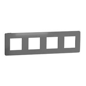 Unica Studio Métal - plaque de finition - Black aluminium liseré Anthracite - 4P|Schneider Electric-SCHNU280853