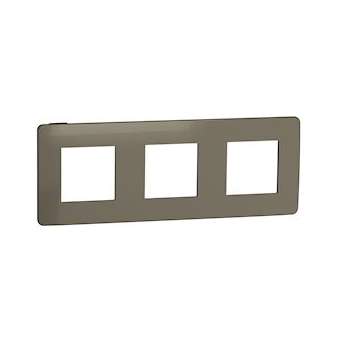 Unica Studio Métal - plaque de finition - Bronze liseré Anthracite - 3 postes|Schneider Electric-SCHNU280652
