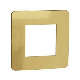 Unica Studio Métal - plaque de finition - Or liseré Blanc - 1 poste|Schneider Electric-SCHNU280259