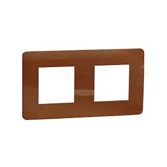 Unica Studio Métal - plaque de finition - Cuivre liseré Blanc - 2 postes|Schneider Electric-SCHNU280457