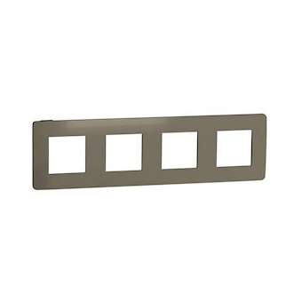 Unica Studio Métal - plaque de finition - Bronze liseré Anthracite - 4 postes|Schneider Electric-SCHNU280852
