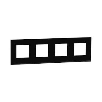Unica Pure - plaque de finition - Gomme noire liseré Anthracite - 4 postes|Schneider Electric-SCHNU600882