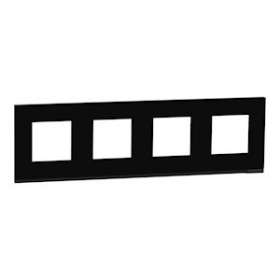 Unica Pure - plaque de finition - Gomme noire liseré Anthracite - 4 postes|Schneider Electric-SCHNU600882