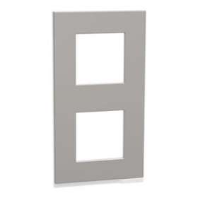 Unica Pure - plaque de finition - Aluminium liseré Blanc - 2 postes verticaux|Schneider Electric-SCHNU6004V80