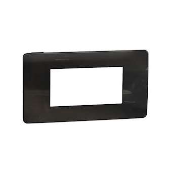 Unica Studio Métal - plaque de finition - Black aluminium liseré Blanc - 4 modul|Schneider Electric-SCHNU281453