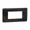 Unica Studio Métal - plaque de finition - Black aluminium liseré Blanc - 4 modul