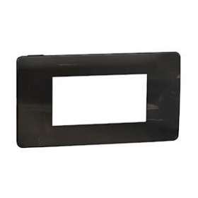 Unica Studio Métal - plaque de finition - Black aluminium liseré Blanc - 4 modul|Schneider Electric-SCHNU281453