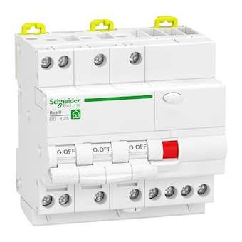 Resi9 - disjoncteur différentiel - 3P+N - 25A - 30mA - courbe C - type Asi|Schneider Electric-SCHR9PDCS25