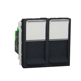 Unica - prise RJ45 double - cat 6 STP - 2 mod - Anthracite - méca seul|Schneider Electric-SCHNU342654