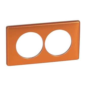 Plaque Céliane Métal 2 postes pour rénovation entraxe 57mm finition Orange Snake|Legrand-LEG068768