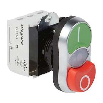 Double touche lum affleurant+dépassant IP66 Osmoz complet -vert/rouge -24V~-24V|Legrand-LEG023765