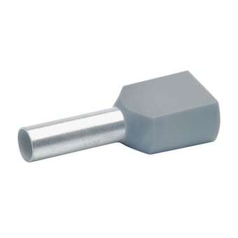 Embout de câblage isolé gris pour 2 fils de 2,5². Longueur: 13mm|Klauke-KKE873-13T