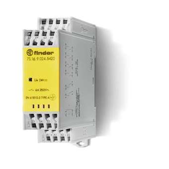Relais mod contacts guidés 5NO+1NC 6A 24V DC, AgSnO2 + Au, SIL2, à ressort|Finder-FID7S1690245510