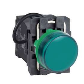 Harmony XB5 - voyant lumineux DEL - D22 - vert - alim transfo 400V - vis étrier|Schneider Electric-SCHXB5AV5B3