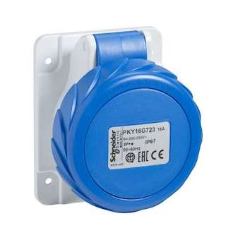 PratiKa - socle de prise industrielle droite 32 A - 2P+T - 200-250 V CA - IP67|Schneider Electric-SCHPKY32G723