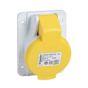 PratiKa - socle de prise inclinée -16A - 2P+T - 100-130 V CA- IP44 - à vis|Schneider Electric-SCHPKF16F413
