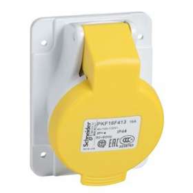 PratiKa - socle de prise inclinée -16A - 2P+T - 100-130 V CA- IP44 - à vis|Schneider Electric-SCHPKF16F413