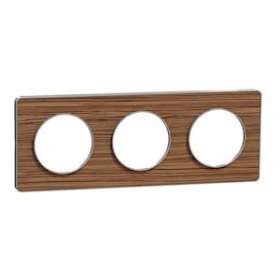 Odace Touch, plaque Wenge avec liseré Alu 3 postes horiz. ou vert. entraxe 71mm|Schneider Electric-SCHS530806P