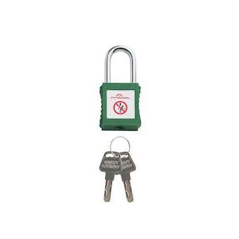 cadenas plastique vert anse metal 6mm clé identique A3|Catu-CATPM-6-38-G-A3