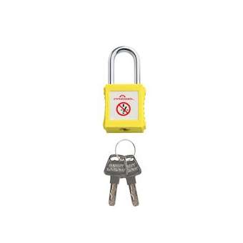 cadenas plastique jaune anse metal 6mm clé identique A2|Catu-CATPM-6-38-Y-A2