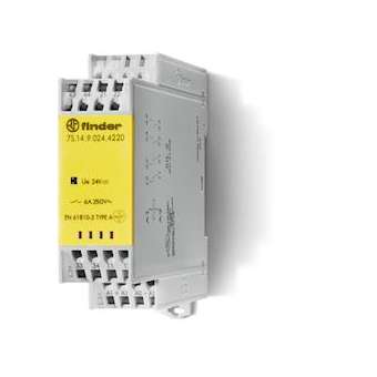 Relais mod contacts guidés 2NO + 2NC 6A 24V DC, AgSnO2, SIL2, à ressort|Finder-FID7S1490244220