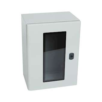 Coffret metal Atlantic version vertical 1 porte vitrée 400x300x200mm avec plaque|Legrand-LEG036927