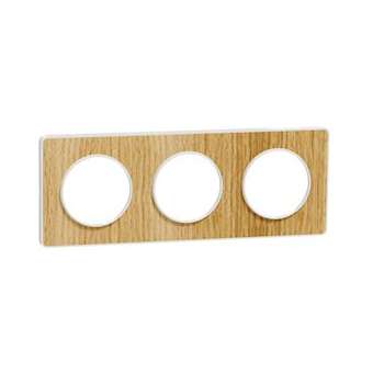 Odace Touch, plaque Bois naturel liseré Blanc 3 postes horiz./vert. 71mm|Schneider Electric-SCHS520806N