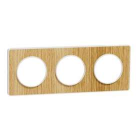 Odace Touch, plaque Bois naturel liseré Blanc 3 postes horiz./vert. 71mm|Schneider Electric-SCHS520806N