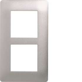 essensya Plaque 2 postes verticale entraxe 57mm Titane|Hager-HAGWE496
