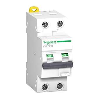 Acti9 iC60 RCBO - disjoncteur differentiel - 2P - 25A - 300mA - C -10kA - typeAC|Schneider Electric-SCHA9D50225