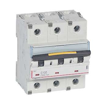 Disjoncteur DX³10000 16kA arrivée haut/départ bas vis 4P 100A courbeC 4,5modules|Legrand-LEG409281